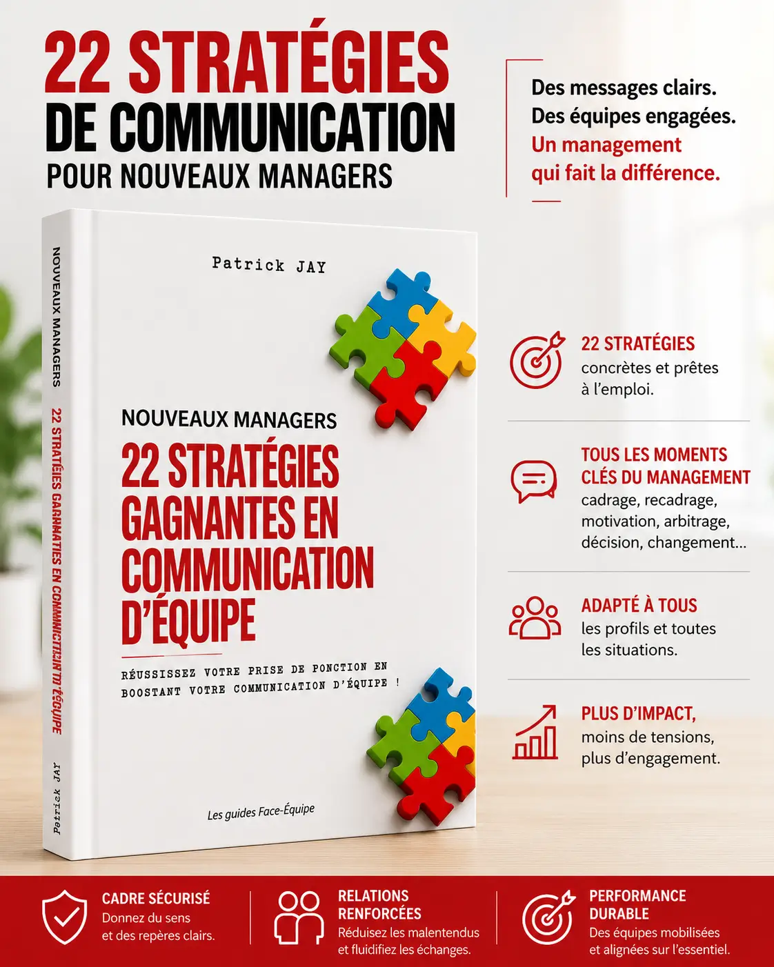 Couverture du guide de Patrick JAY sur les stratégies de communication pour nouveaux managers
